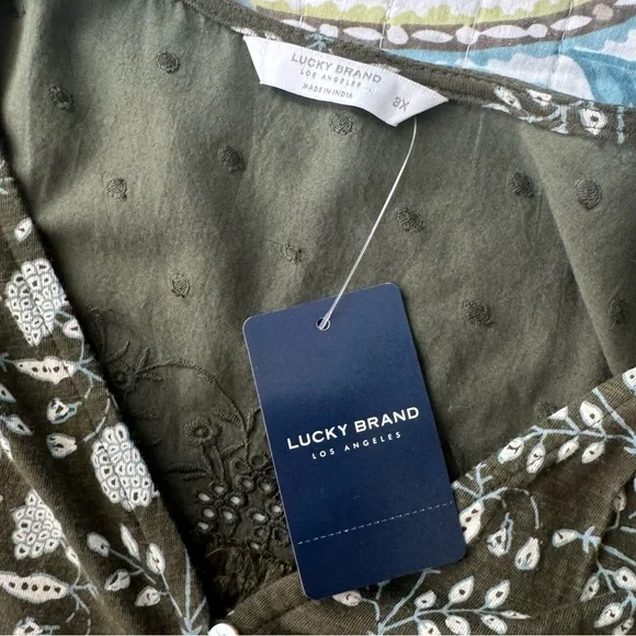 Lucky Brand Green Floral Print Tank Top - Sz 3X - Picture 8 of 8